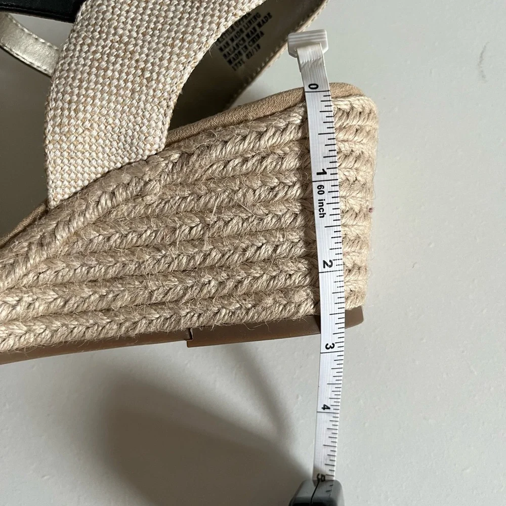 ANNE KLEIN IFLEX WEDGE SANDALS WOMENS SIZE 9M -black & white gingham check